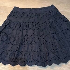 INC International Concepts Black Mini A-line Skirt with Cut Out Pleats